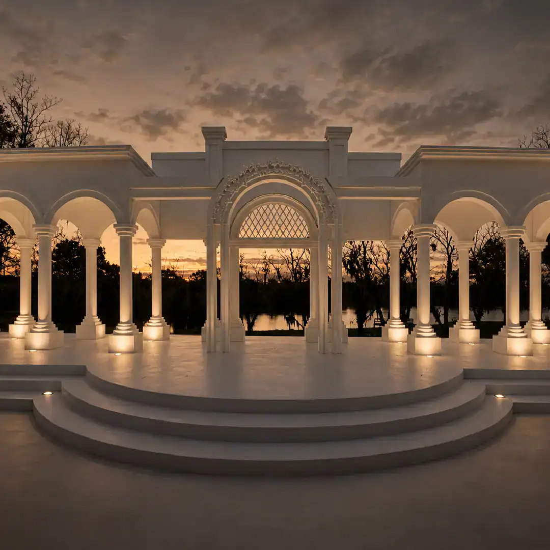 evening wedding in a courtyard in texas