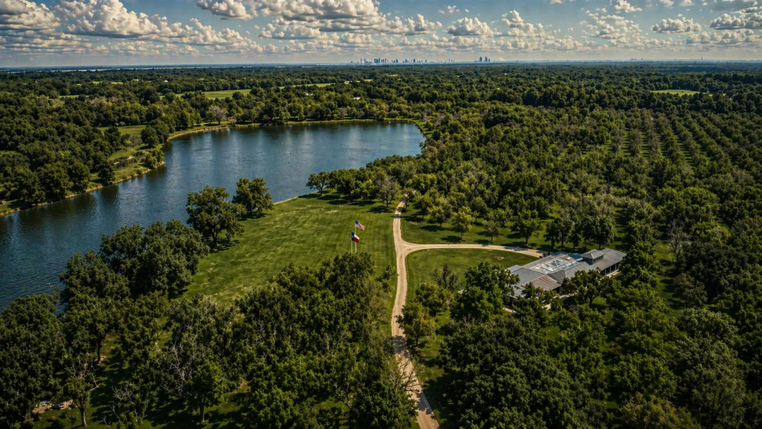 large wedding estate near houston texas countryside setting drone photo from above