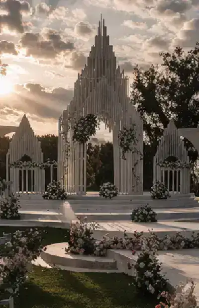 crisp white wedding venue near houston ivory arches